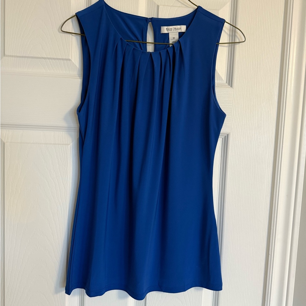 White House Black Market Blue Sleeveless Blouse
